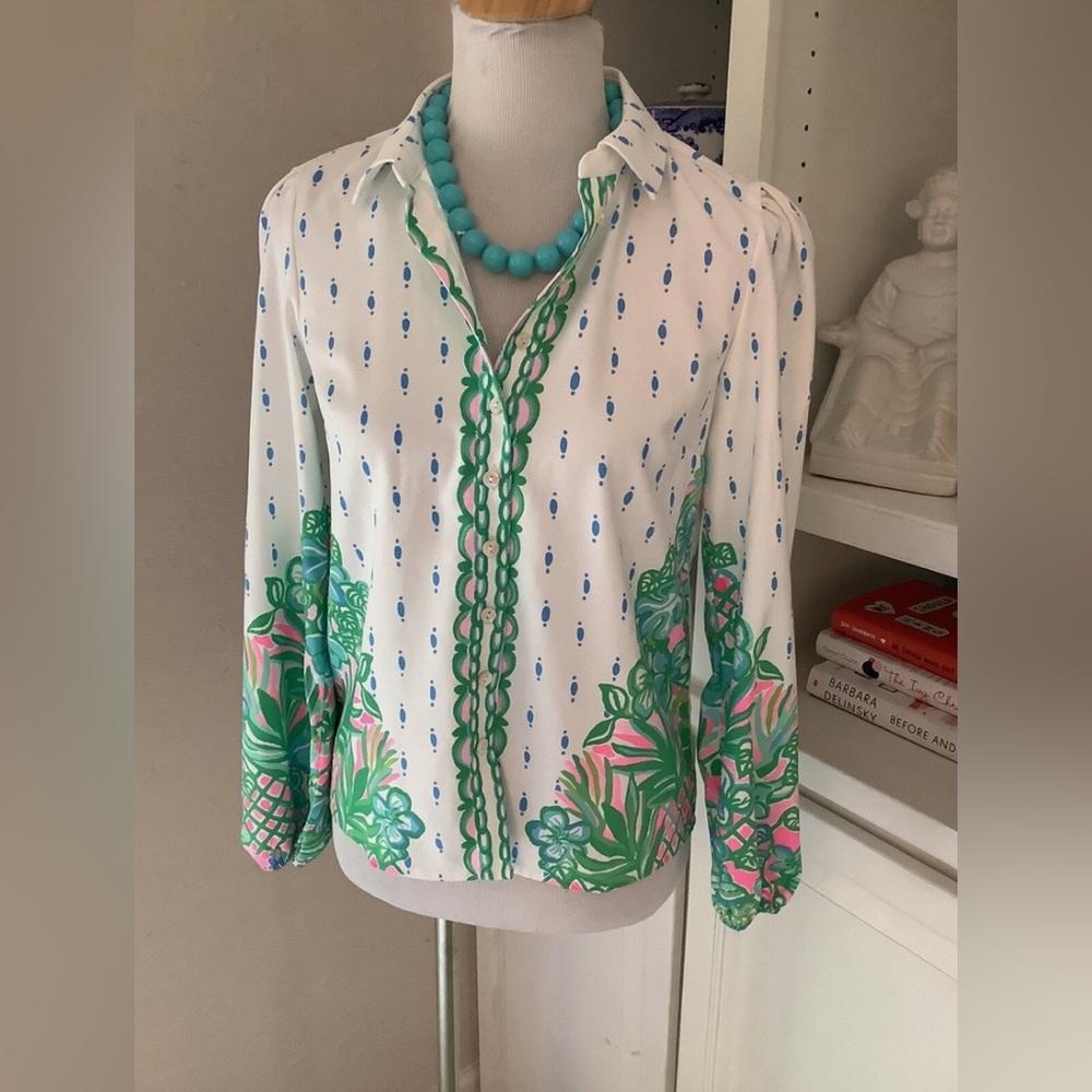 Lilly Pulitzer Tavia Blouse Resort White Small